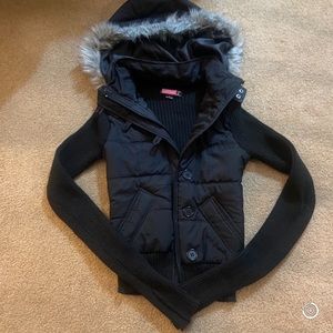 COPY - Say What!? Y2K Fur Jacket Sweater in Black